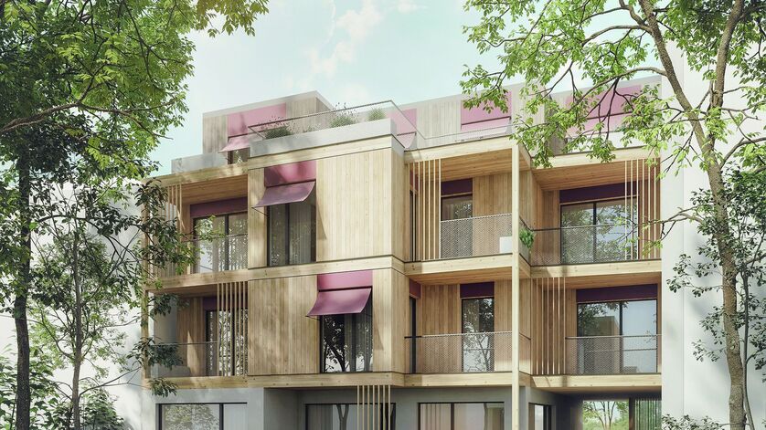 Visualisierung eines Wohnprojekts in Holz- und Holzhybrid-Bauweise